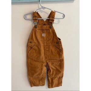 Carhartt Toddler Pants 18m Brown Overalls Canvas Logo Pockets Sleeveless Cotton